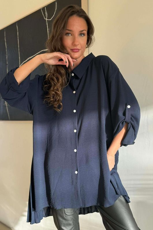 Suki Pleat Back Blouse Navy /12=